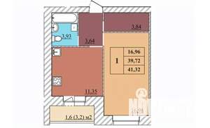 1-к квартира, строящийся дом, 41м2, 1/5 этаж