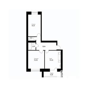 2-к квартира, вторичка, 61м2, 4/5 этаж