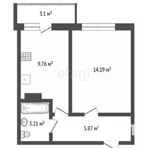 1-к квартира, вторичка, 34м2, 14/18 этаж