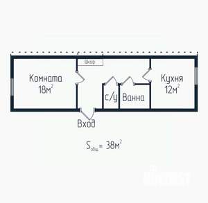 1-к квартира, вторичка, 38м2, 2/10 этаж