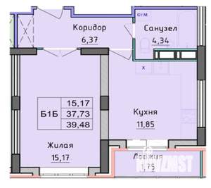 1-к квартира, вторичка, 39м2, 4/16 этаж