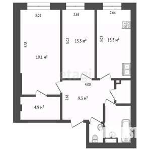 2-к квартира, вторичка, 69м2, 3/4 этаж