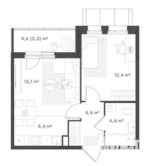 1-к квартира, вторичка, 42м2, 11/18 этаж
