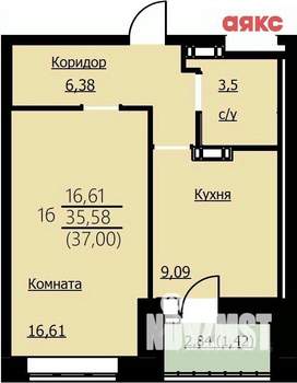 1-к квартира, вторичка, 37м2, 9/10 этаж