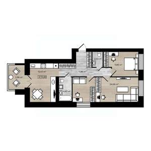 2-к квартира, строящийся дом, 74м2, 6/9 этаж