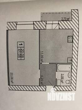 1-к квартира, вторичка, 41м2, 5/10 этаж