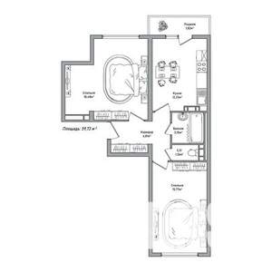 2-к квартира, строящийся дом, 60м2, 3/14 этаж