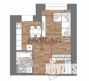 1-к квартира, вторичка, 41м2, 2/15 этаж