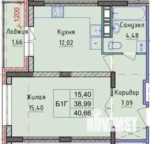 1-к квартира, вторичка, 36м2, 6/8 этаж