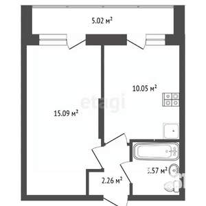 1-к квартира, вторичка, 33м2, 7/17 этаж