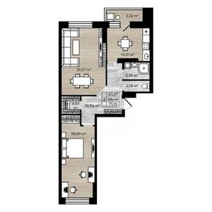 2-к квартира, вторичка, 71м2, 9/14 этаж