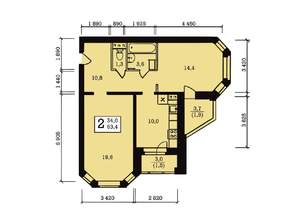 2-к квартира, строящийся дом, 63м2, 10/10 этаж