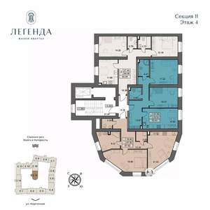 1-к квартира, вторичка, 68м2, 4/5 этаж