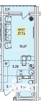 Студия квартира, вторичка, 28м2, 4/9 этаж