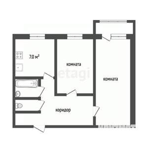 2-к квартира, вторичка, 49м2, 3/10 этаж