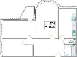 3-к квартира, вторичка, 84м2, 1/10 этаж