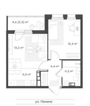 1-к квартира, вторичка, 42м2, 12/18 этаж