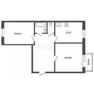 2-к квартира, вторичка, 46м2, 2/5 этаж