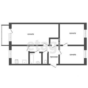 3-к квартира, вторичка, 62м2, 4/5 этаж
