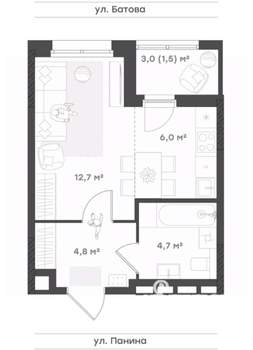 Студия квартира, вторичка, 30м2, 2/18 этаж