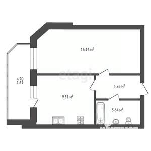 1-к квартира, вторичка, 34м2, 3/5 этаж