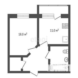 1-к квартира, вторичка, 38м2, 6/18 этаж