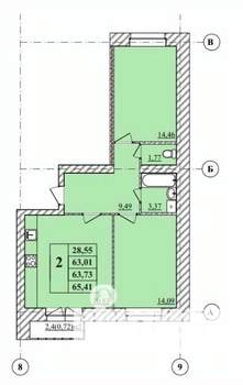 2-к квартира, вторичка, 65м2, 2/3 этаж