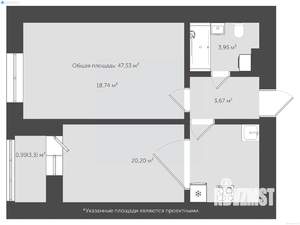 1-к квартира, сданный дом, 48м2, 3/18 этаж