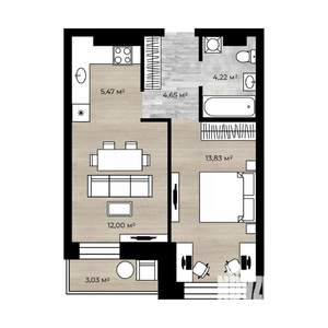 2-к квартира, вторичка, 42м2, 6/18 этаж