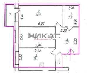 2-к квартира, вторичка, 65м2, 3/4 этаж