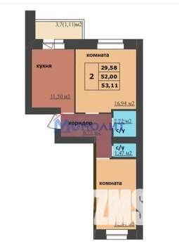 2-к квартира, сданный дом, 52м2, 5/9 этаж