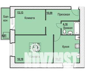 2-к квартира, строящийся дом, 62м2, 7/10 этаж