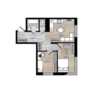 2-к квартира, вторичка, 48м2, 4/9 этаж