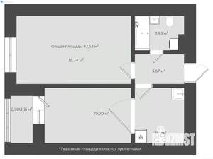 1-к квартира, сданный дом, 51м2, 5/18 этаж