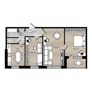 3-к квартира, вторичка, 56м2, 3/9 этаж