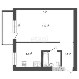 1-к квартира, вторичка, 30м2, 4/5 этаж