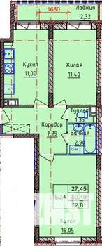 2-к квартира, вторичка, 53м2, 3/9 этаж