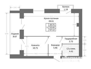 2-к квартира, вторичка, 62м2, 5/5 этаж