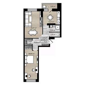 2-к квартира, вторичка, 71м2, 5/14 этаж