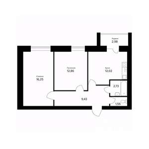 2-к квартира, вторичка, 56м2, 2/5 этаж