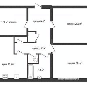 3-к квартира, вторичка, 84м2, 2/5 этаж