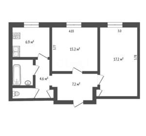 2-к квартира, вторичка, 57м2, 2/4 этаж