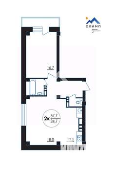 2-к квартира, вторичка, 58м2, 14/18 этаж