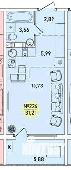 Студия квартира, вторичка, 31м2, 6/9 этаж