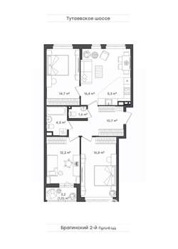 3-к квартира, вторичка, 83м2, 8/18 этаж