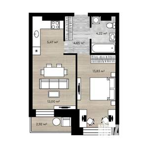2-к квартира, вторичка, 42м2, 17/18 этаж