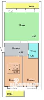 2-к квартира, вторичка, 88м2, 7/12 этаж