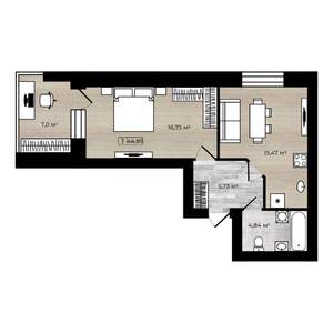 1-к квартира, вторичка, 45м2, 2/4 этаж