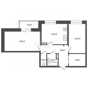 2-к квартира, вторичка, 64м2, 6/12 этаж