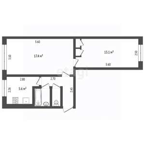 2-к квартира, вторичка, 46м2, 1/5 этаж